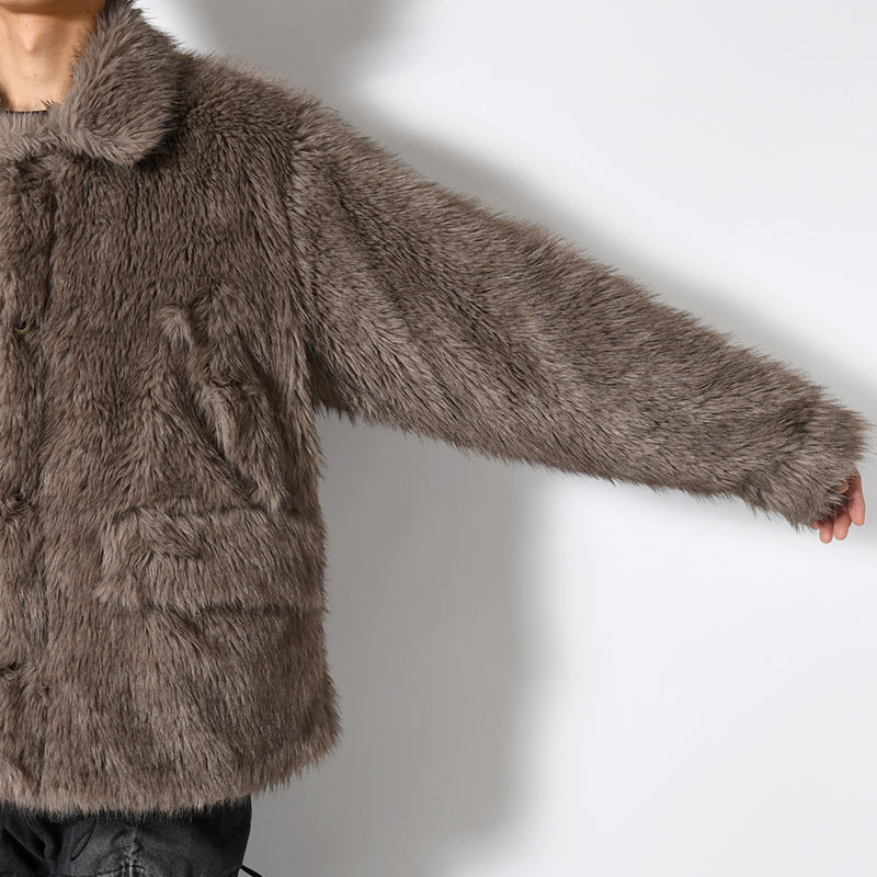 FUR COAT -BROWN-