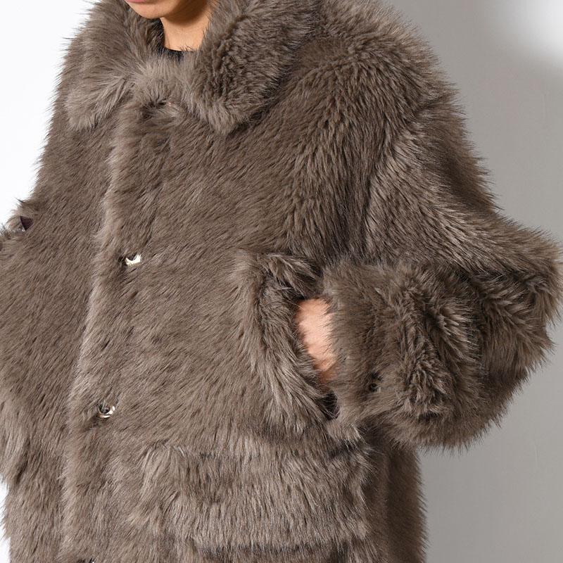 FUR COAT -BROWN-