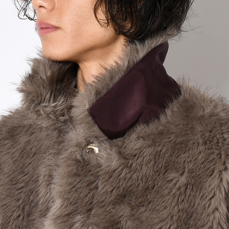 FUR COAT -BROWN-