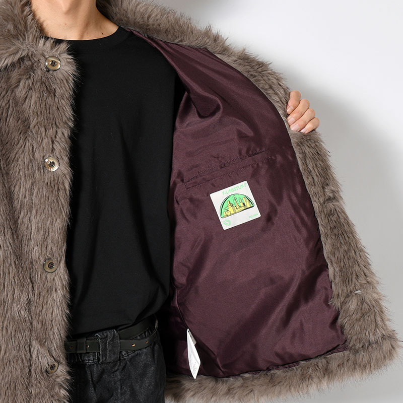 FUR COAT -BROWN-