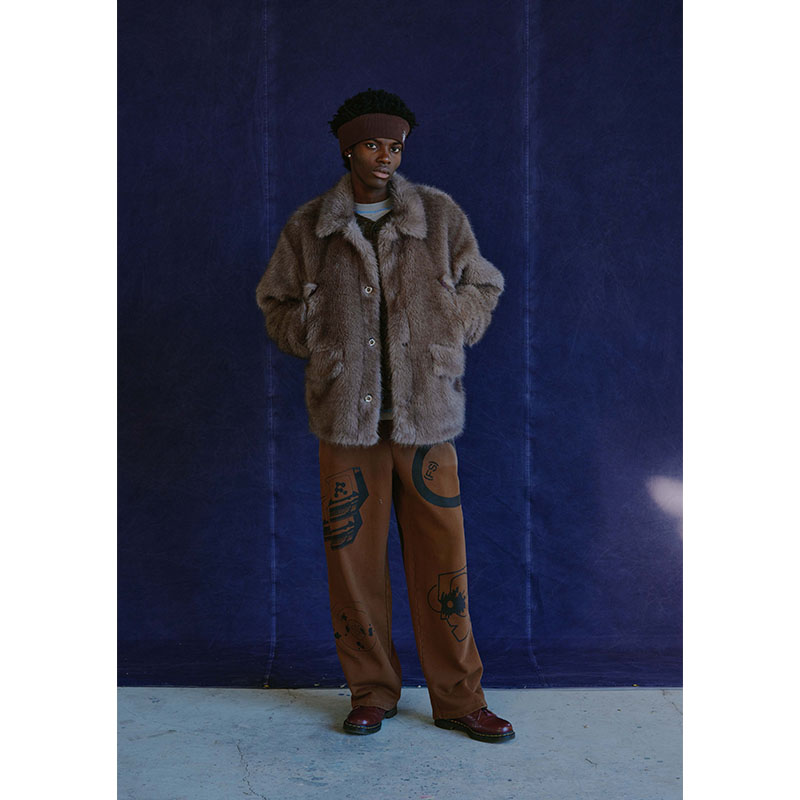 FUR COAT -BROWN-