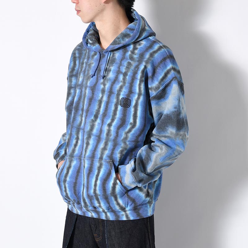 SWEAT HOODIE "MEX STRIPE DYE" -BLUE STRIPE-