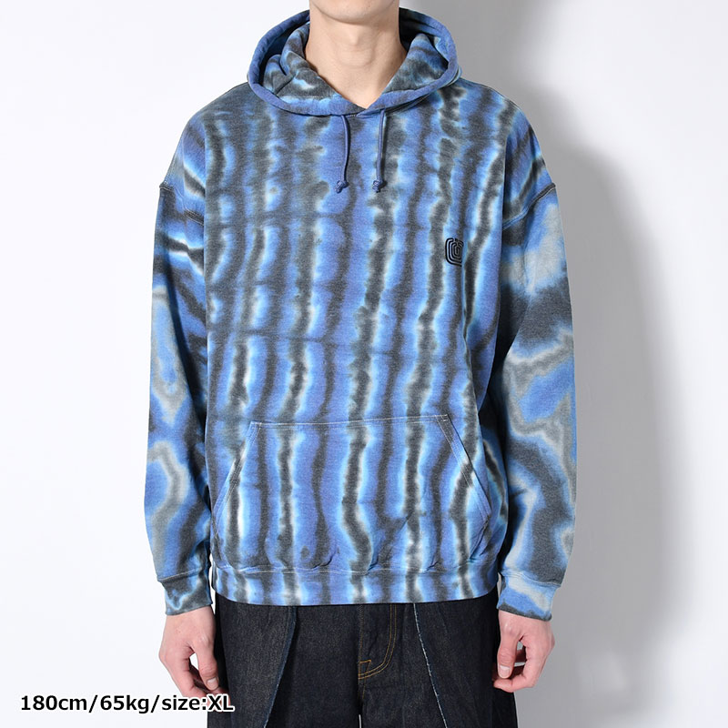 SWEAT HOODIE "MEX STRIPE DYE" -BLUE STRIPE-