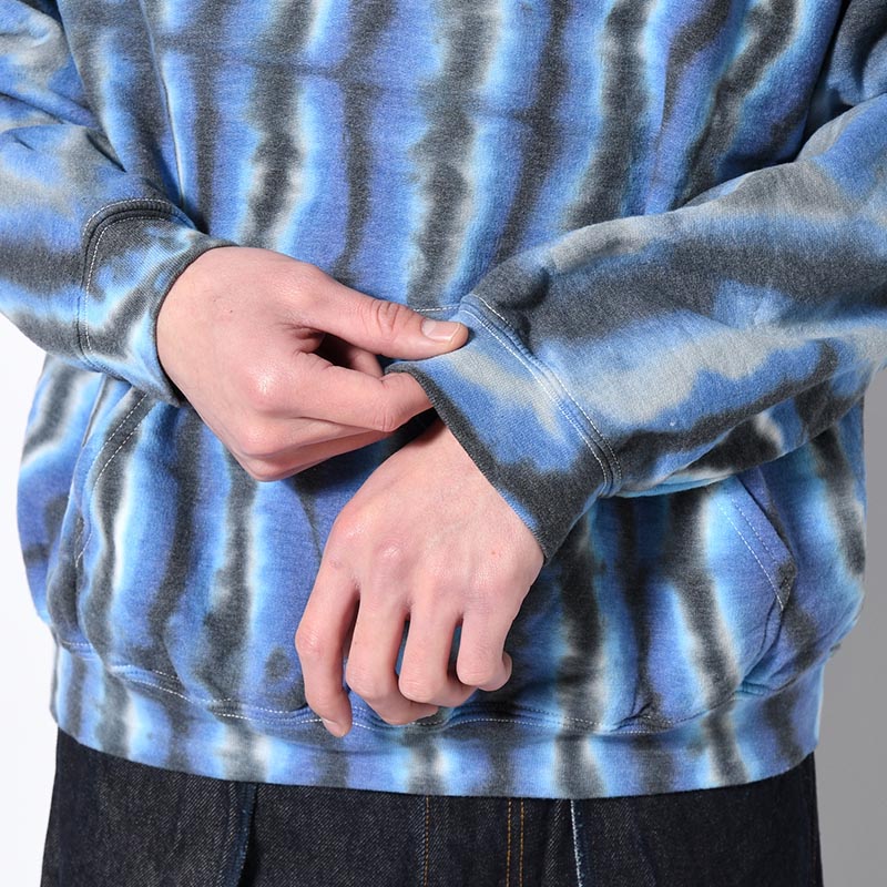 SWEAT HOODIE "MEX STRIPE DYE" -BLUE STRIPE-