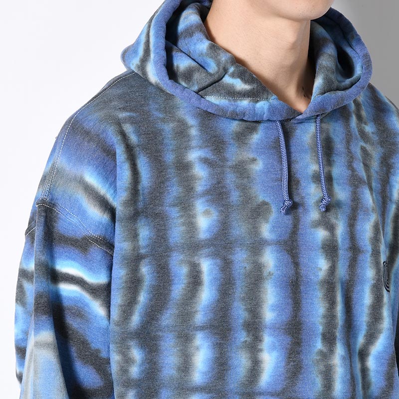 SWEAT HOODIE "MEX STRIPE DYE" -BLUE STRIPE-