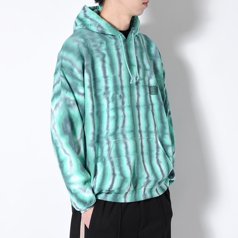 SWEAT HOODIE "MEX STRIPE DYE" -GREEN STRIPE-