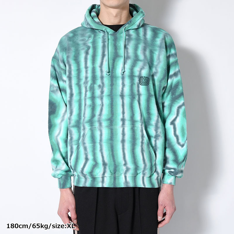 SWEAT HOODIE "MEX STRIPE DYE" -GREEN STRIPE-