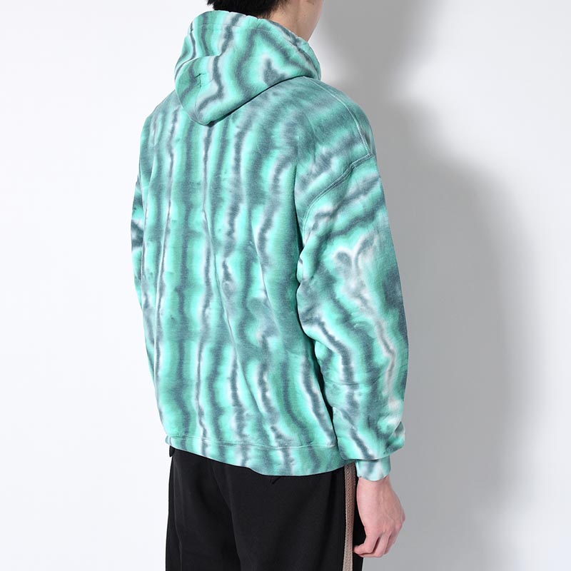 SWEAT HOODIE "MEX STRIPE DYE" -GREEN STRIPE-