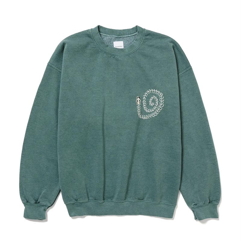 SWEATSHIRT "MEXICAN SKULL" -BLUE GREEN OVERDYE-