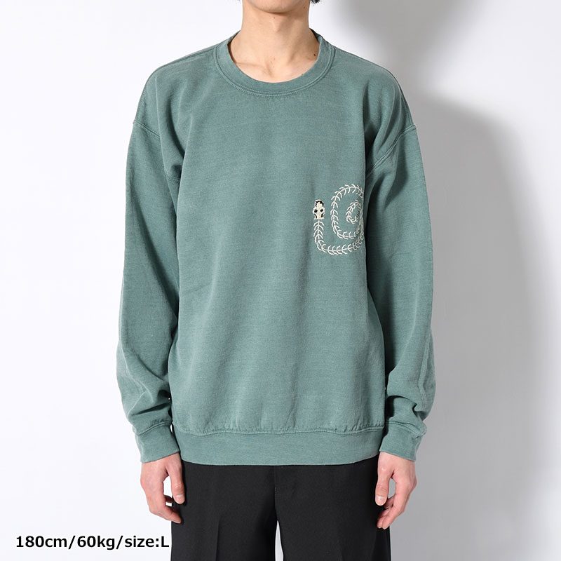 SWEATSHIRT "MEXICAN SKULL" -BLUE GREEN OVERDYE-