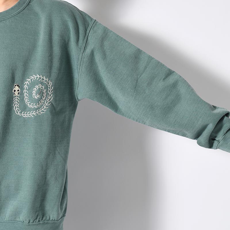 SWEATSHIRT "MEXICAN SKULL" -BLUE GREEN OVERDYE-