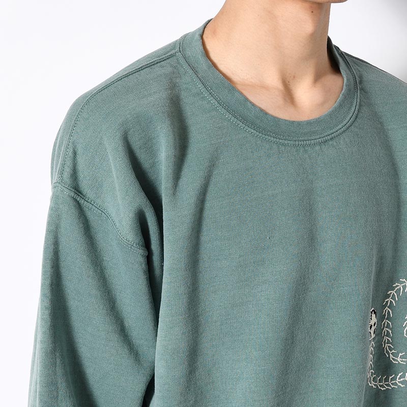 SWEATSHIRT "MEXICAN SKULL" -BLUE GREEN OVERDYE-