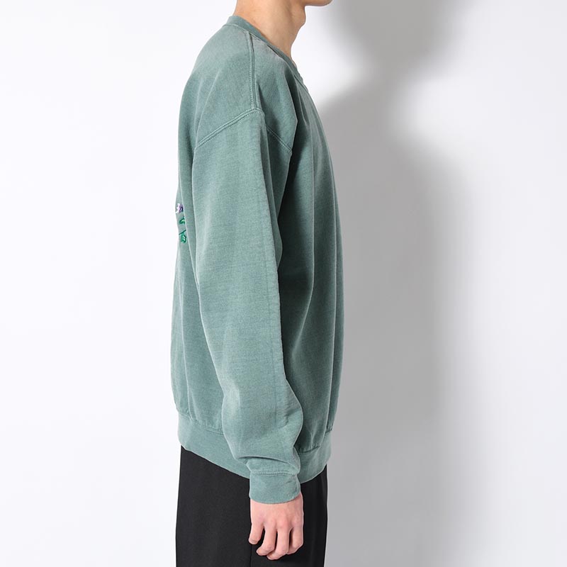 SWEATSHIRT "MEXICAN SKULL" -BLUE GREEN OVERDYE-