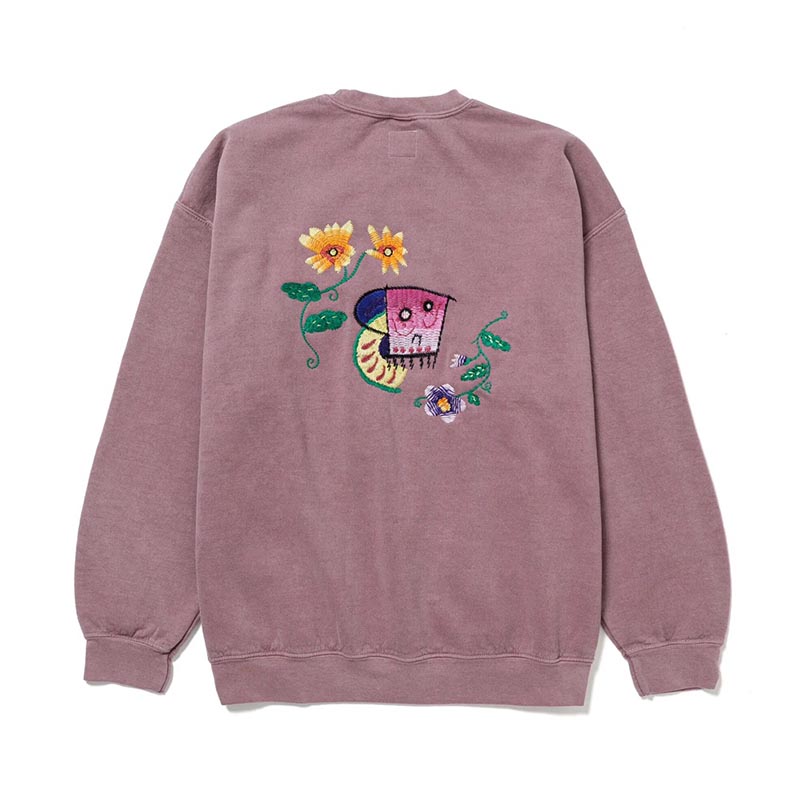 SWEATSHIRT "MEXICAN SKULL" -GRAYSH PINK OVERDYE-