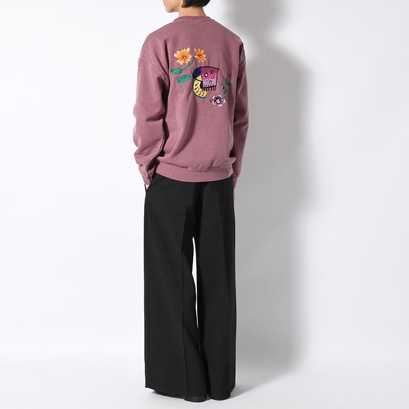 SWEATSHIRT "MEXICAN SKULL" -GRAYSH PINK OVERDYE-