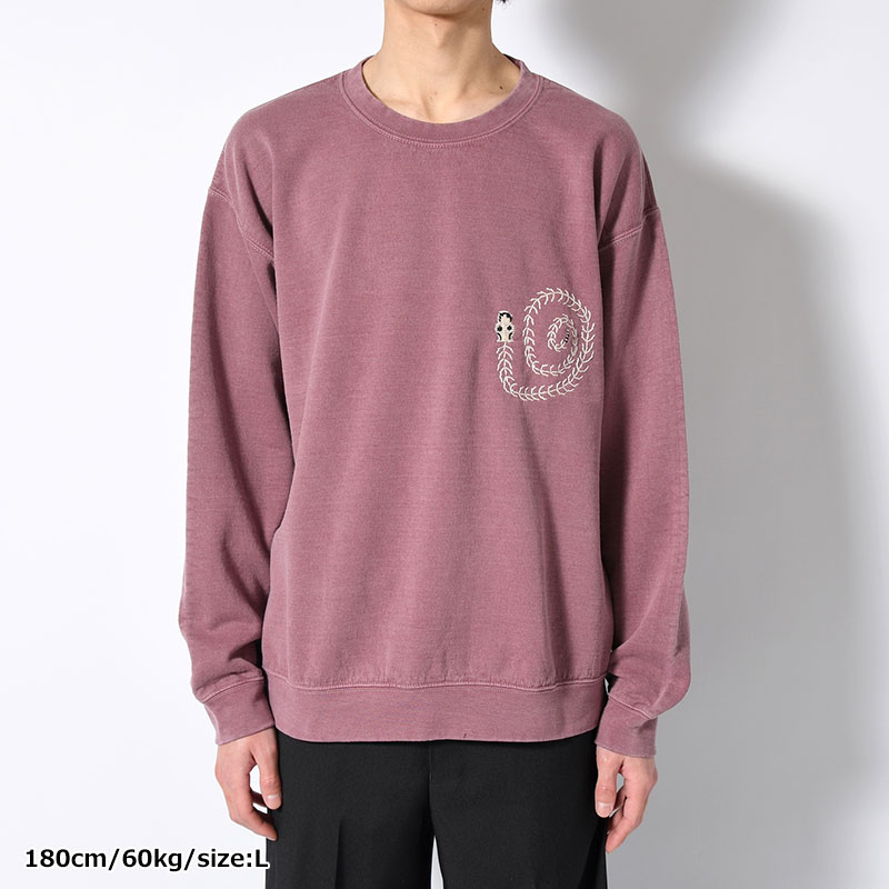 SWEATSHIRT "MEXICAN SKULL" -GRAYSH PINK OVERDYE-