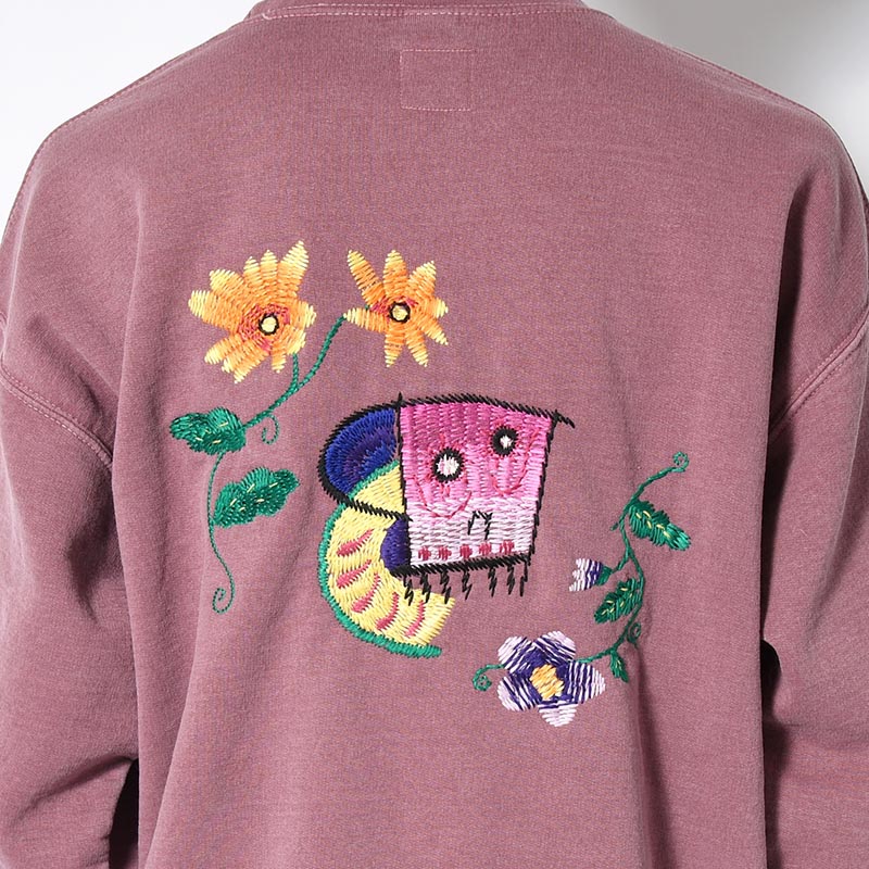 SWEATSHIRT "MEXICAN SKULL" -GRAYSH PINK OVERDYE-