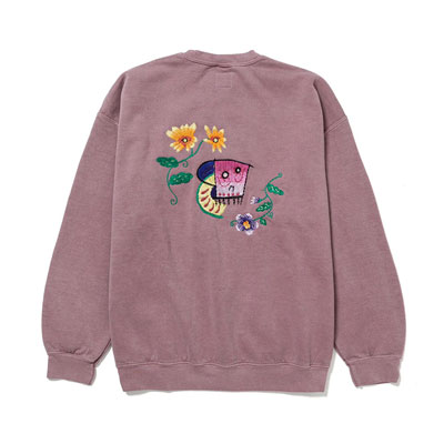 SWEATSHIRT "MEXICAN SKULL" -GRAYSH PINK OVERDYE-