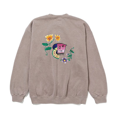 SWEATSHIRT "MEXICAN SKULL" -LIGHT GRAY OVERDYE-