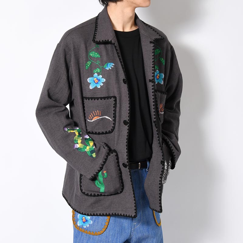 MEXICAN EMBROIDERY JACKET -CHARCOAL-