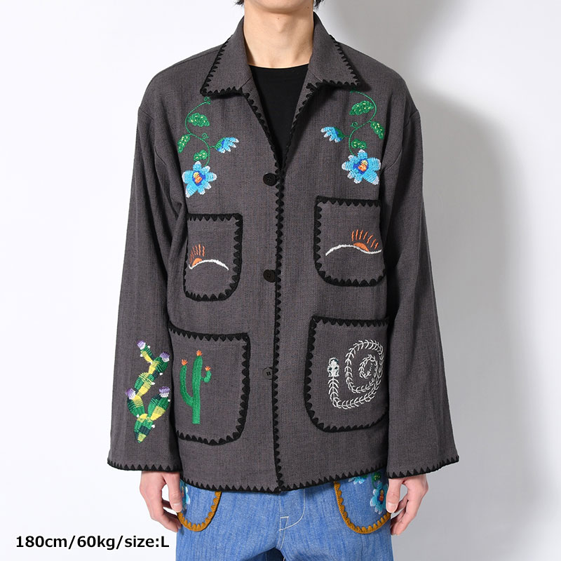 MEXICAN EMBROIDERY JACKET -CHARCOAL-