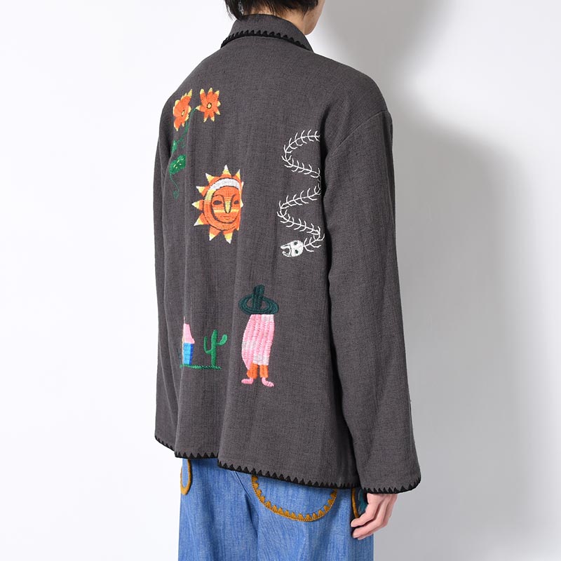 MEXICAN EMBROIDERY JACKET -CHARCOAL-