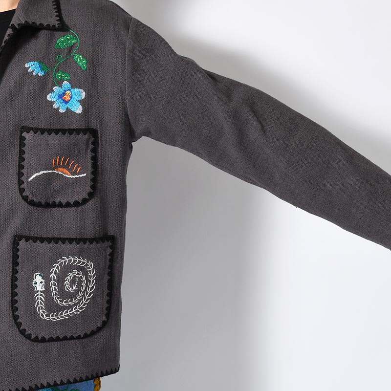 MEXICAN EMBROIDERY JACKET -CHARCOAL-