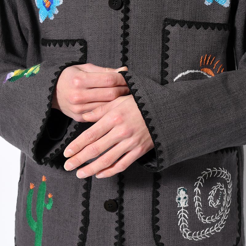 MEXICAN EMBROIDERY JACKET -CHARCOAL-