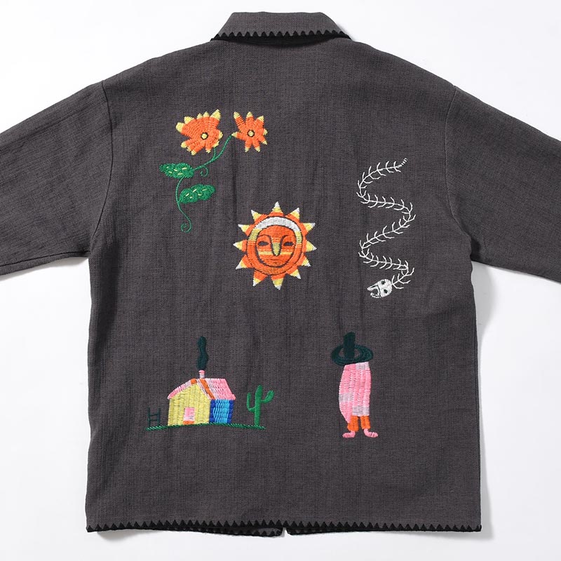 MEXICAN EMBROIDERY JACKET -CHARCOAL-