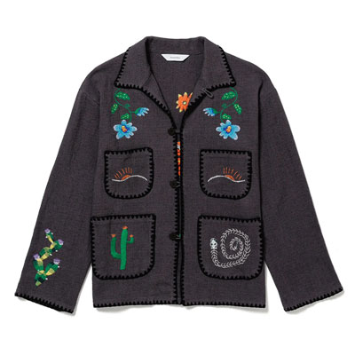 MEXICAN EMBROIDERY JACKET -CHARCOAL-