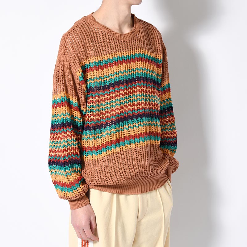 MESH KNIT "MEX BORDER" -LIGHT BROWN-