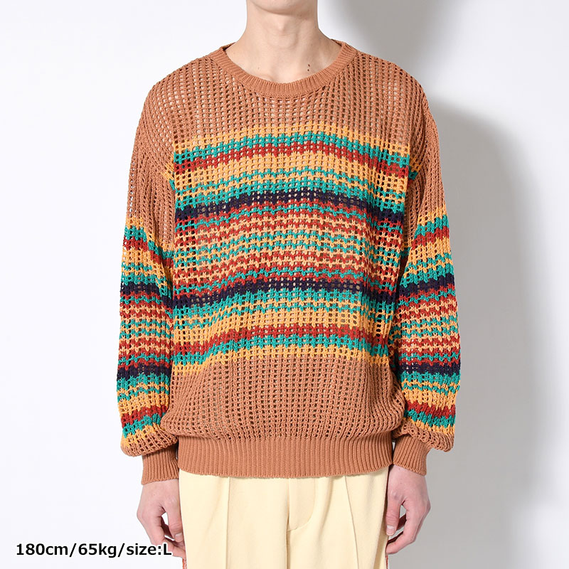 MESH KNIT "MEX BORDER" -LIGHT BROWN-