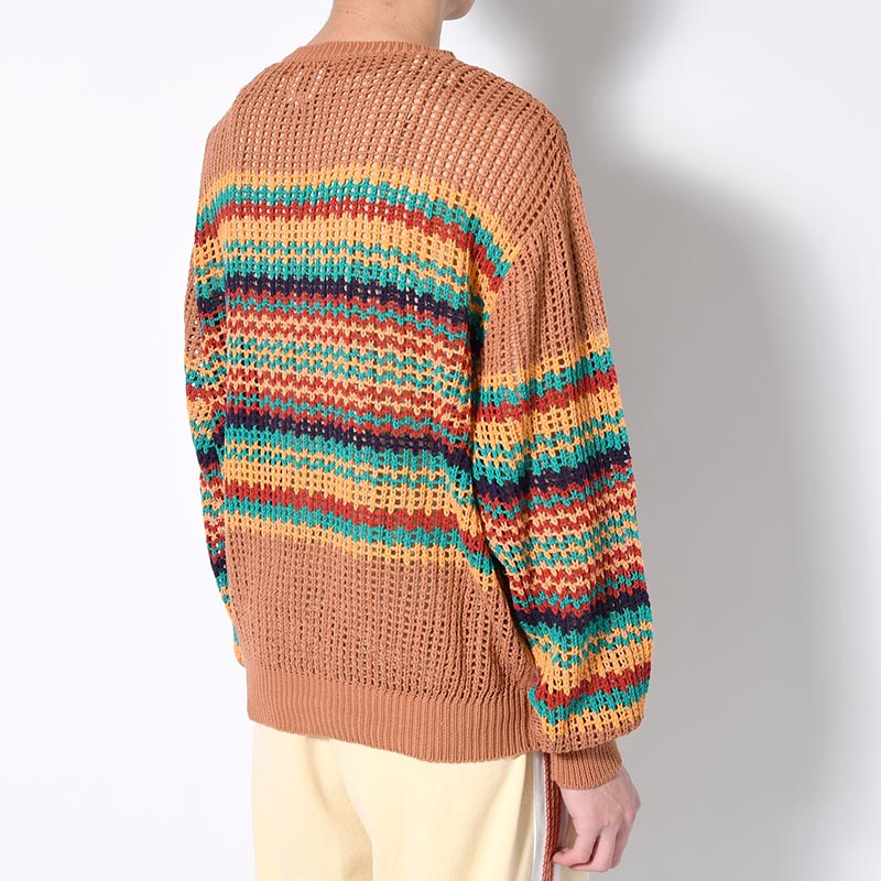 MESH KNIT "MEX BORDER" -LIGHT BROWN-