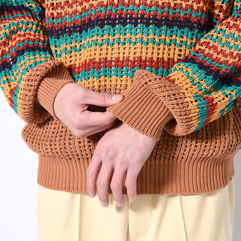 MESH KNIT "MEX BORDER" -LIGHT BROWN-