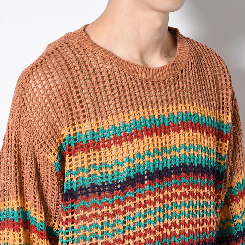 MESH KNIT "MEX BORDER" -LIGHT BROWN-