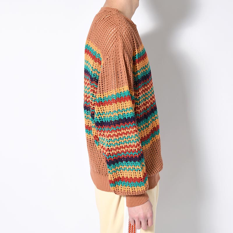 MESH KNIT "MEX BORDER" -LIGHT BROWN-