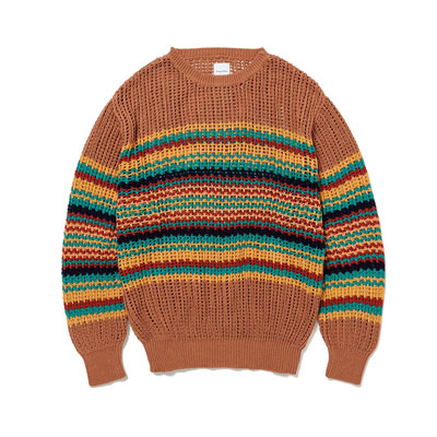 MESH KNIT "MEX BORDER" -LIGHT BROWN-