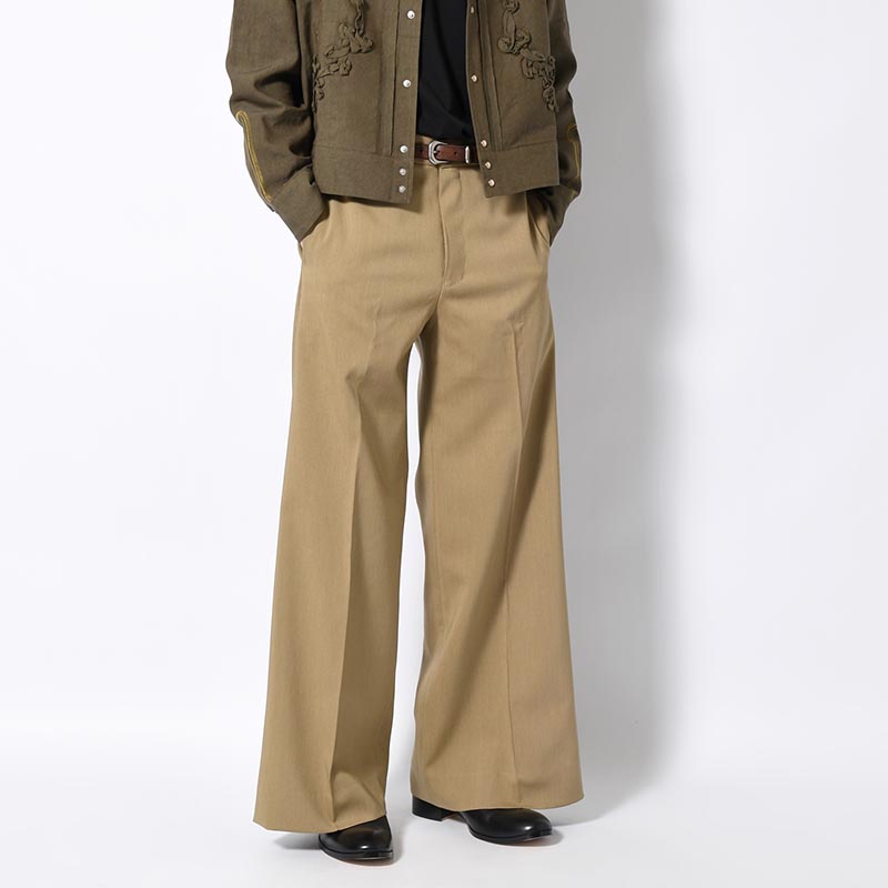 FLARE SILHOUETTE SLACKS -BEIGE-