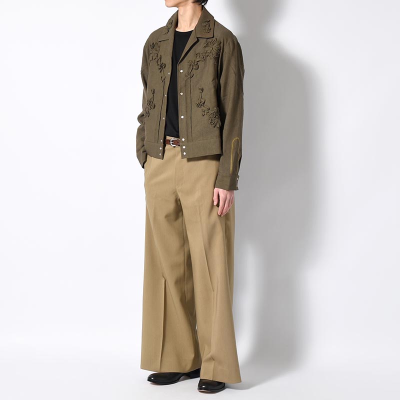 FLARE SILHOUETTE SLACKS -BEIGE-