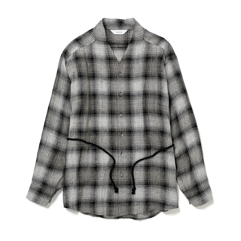 WA-NECK CHECK SHIRT -SHADOW BLACK-