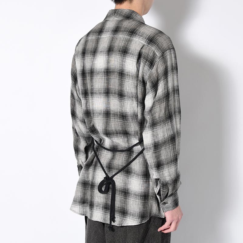 WA-NECK CHECK SHIRT -SHADOW BLACK-