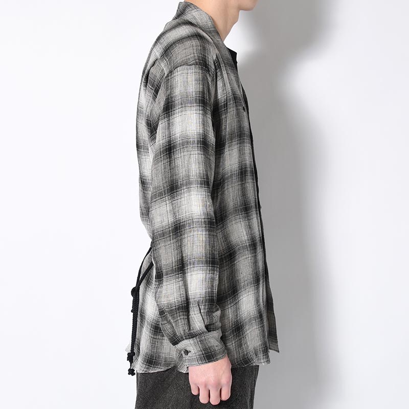 WA-NECK CHECK SHIRT -SHADOW BLACK-