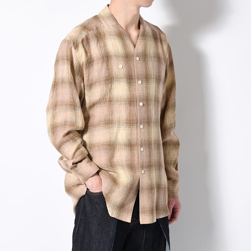 WA-NECK CHECK SHIRT -SHADOW YELLOW-