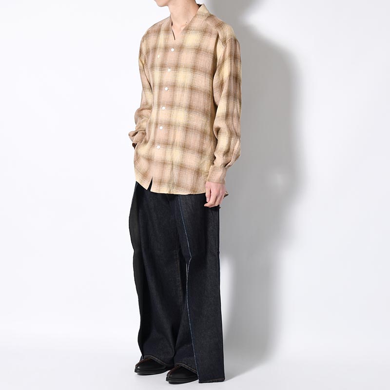 WA-NECK CHECK SHIRT -SHADOW YELLOW-