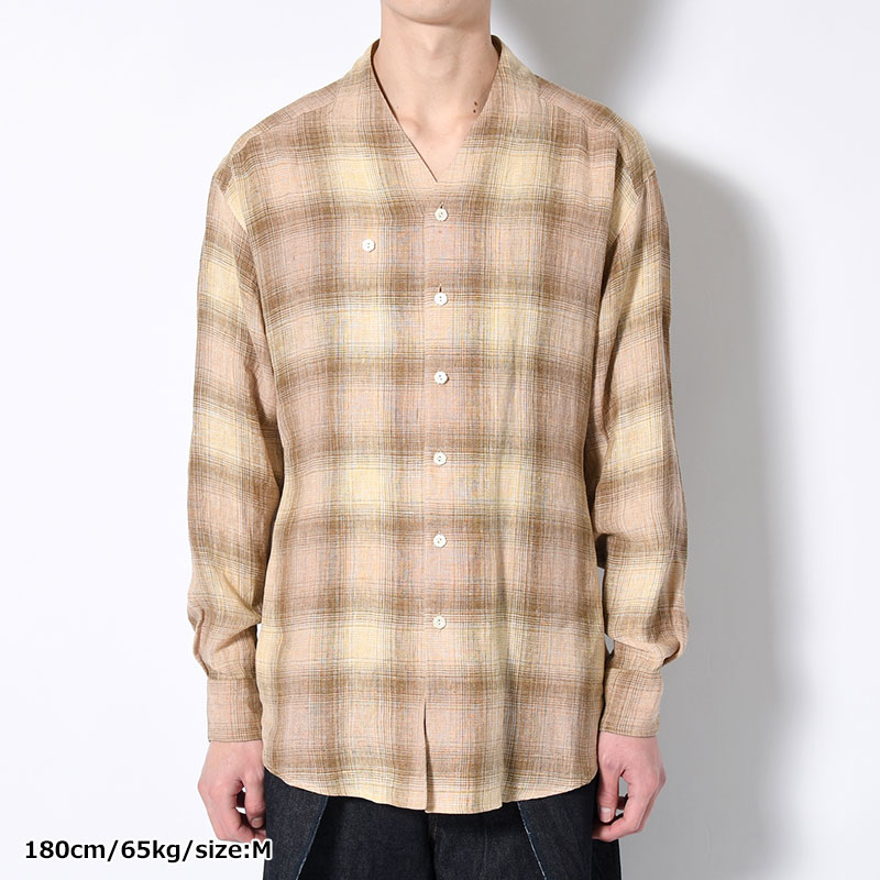 WA-NECK CHECK SHIRT -SHADOW YELLOW-