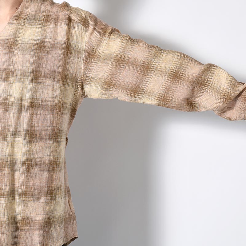 WA-NECK CHECK SHIRT -SHADOW YELLOW-