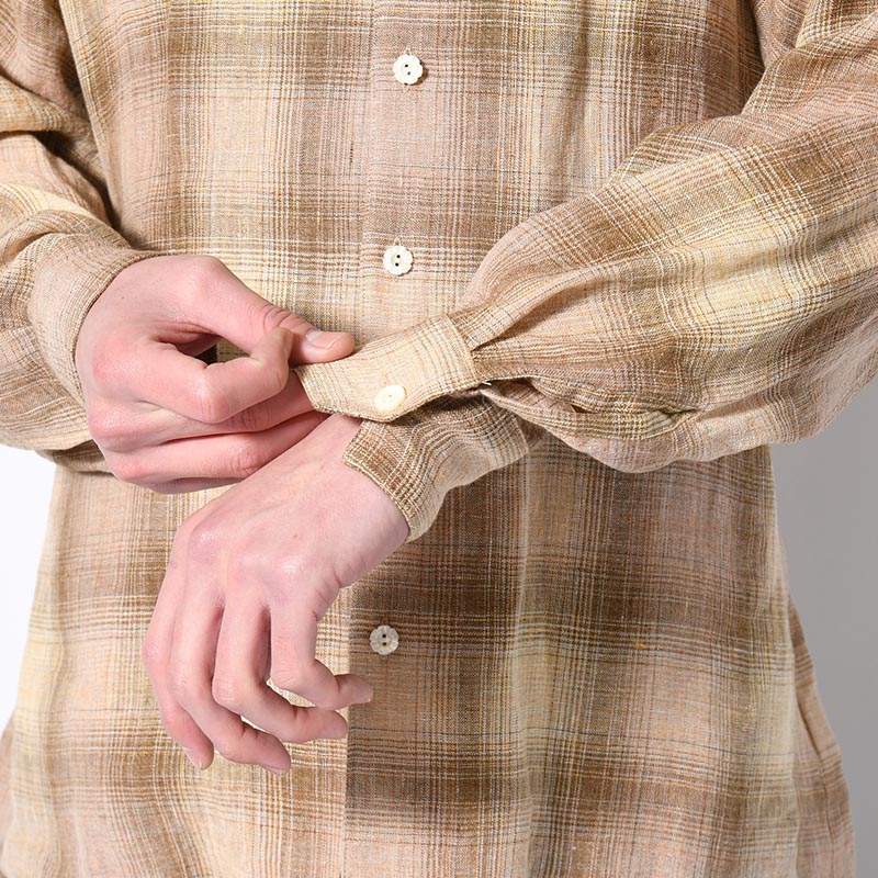 WA-NECK CHECK SHIRT -SHADOW YELLOW-