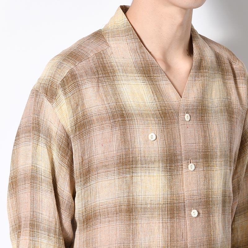 WA-NECK CHECK SHIRT -SHADOW YELLOW-