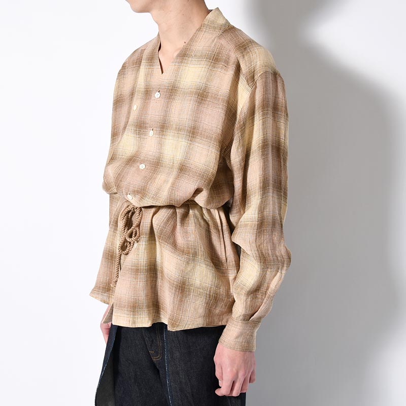 WA-NECK CHECK SHIRT -SHADOW YELLOW-