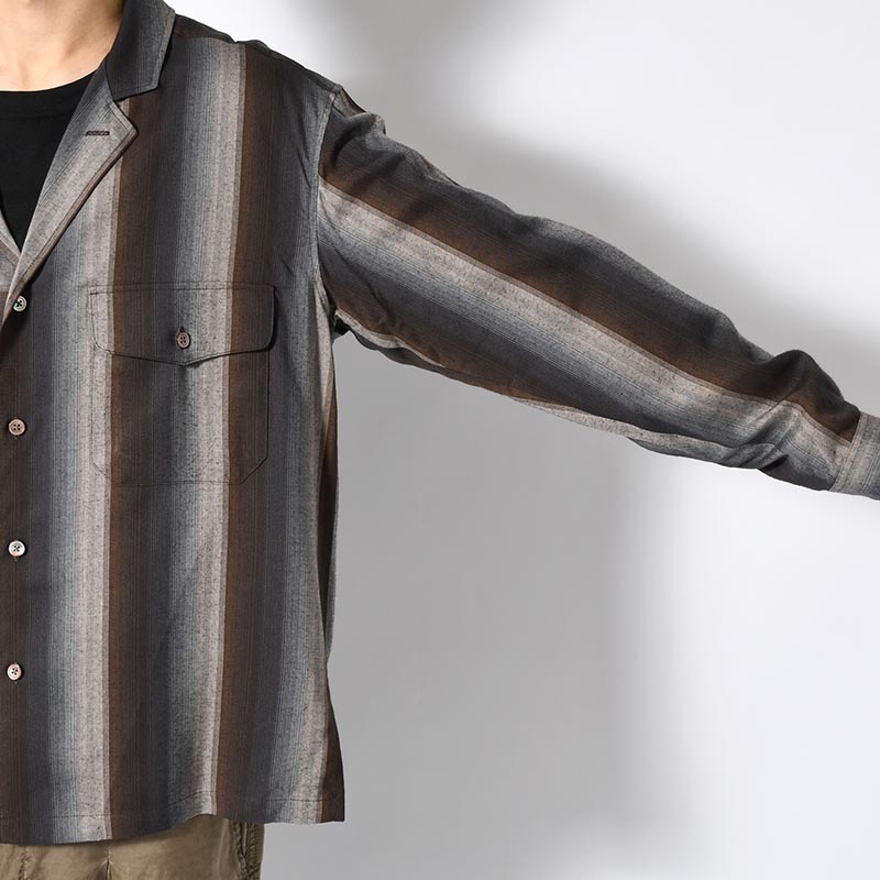 ASYMMETRY COLLAR SHIRT -BROWN CHECK-